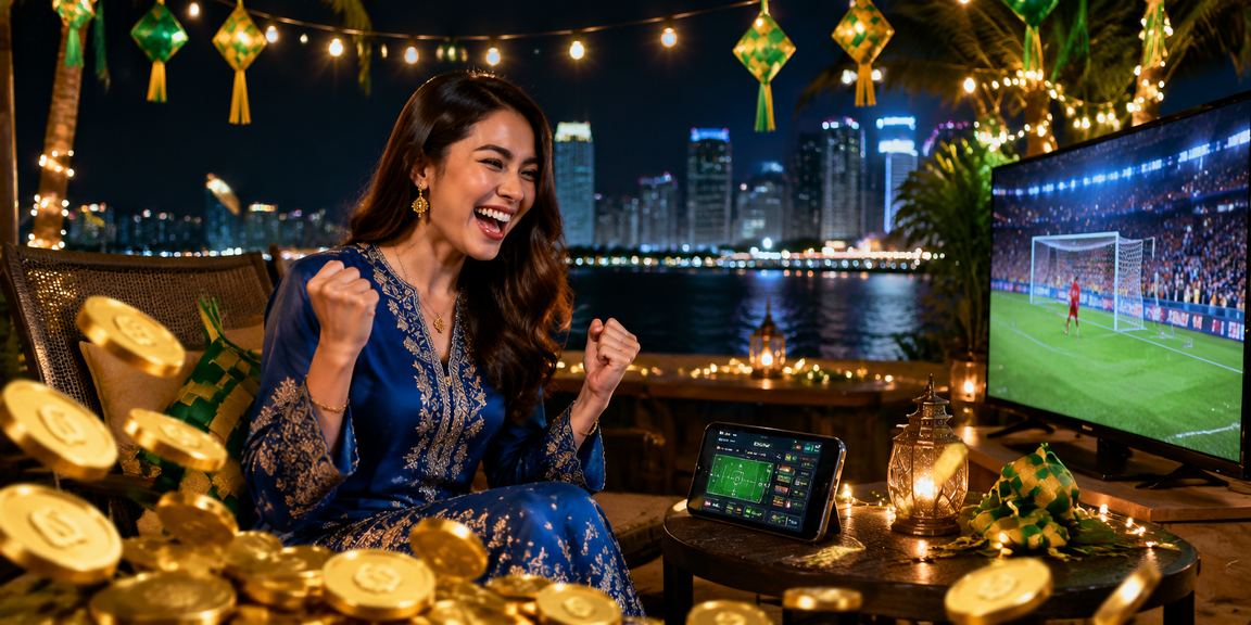 Pemain wanita berbaju kurung menikmati permainan poker dalam talian di Penang